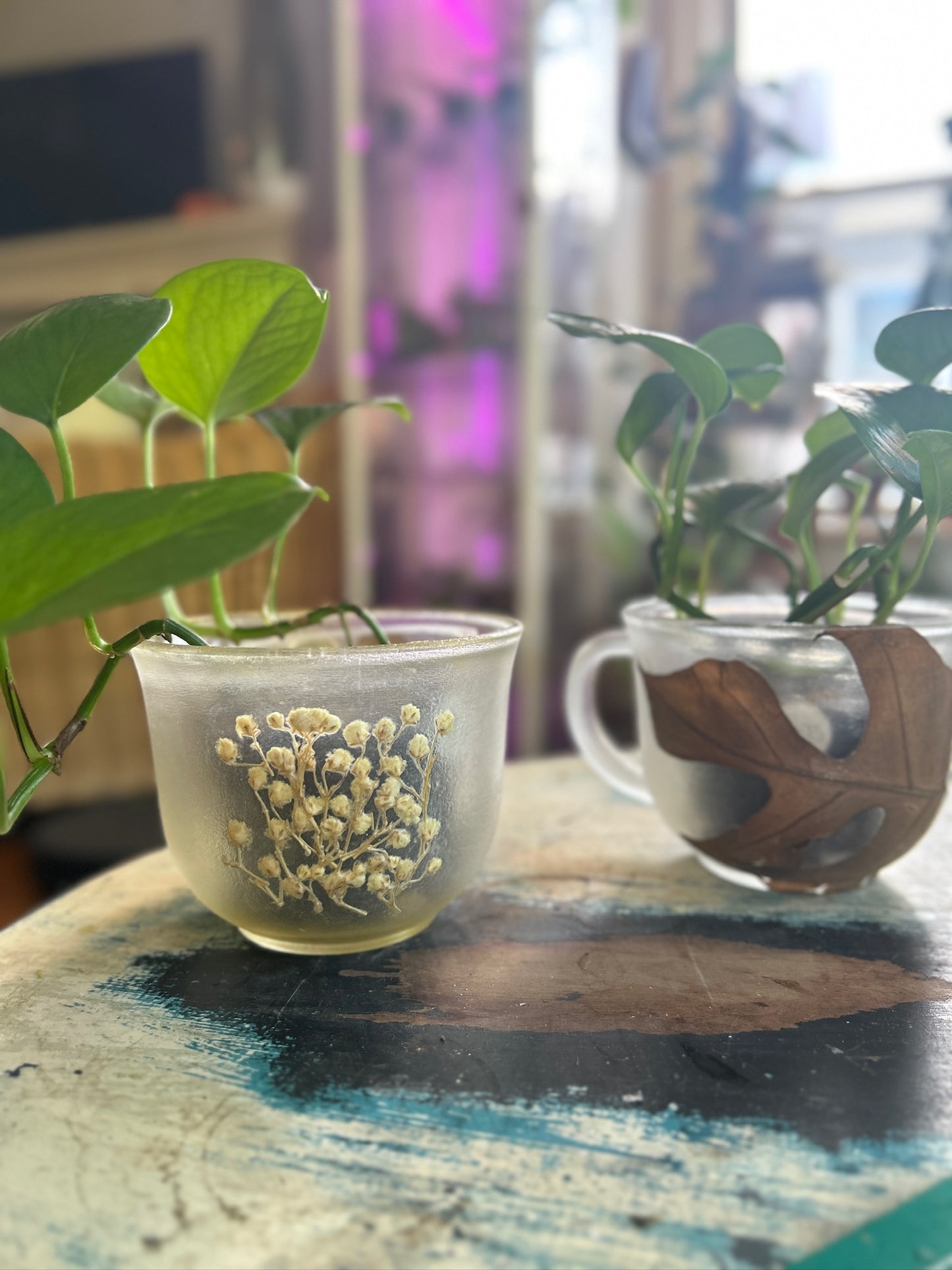 Handmade Pressed Foliage & Flower Mug Planter