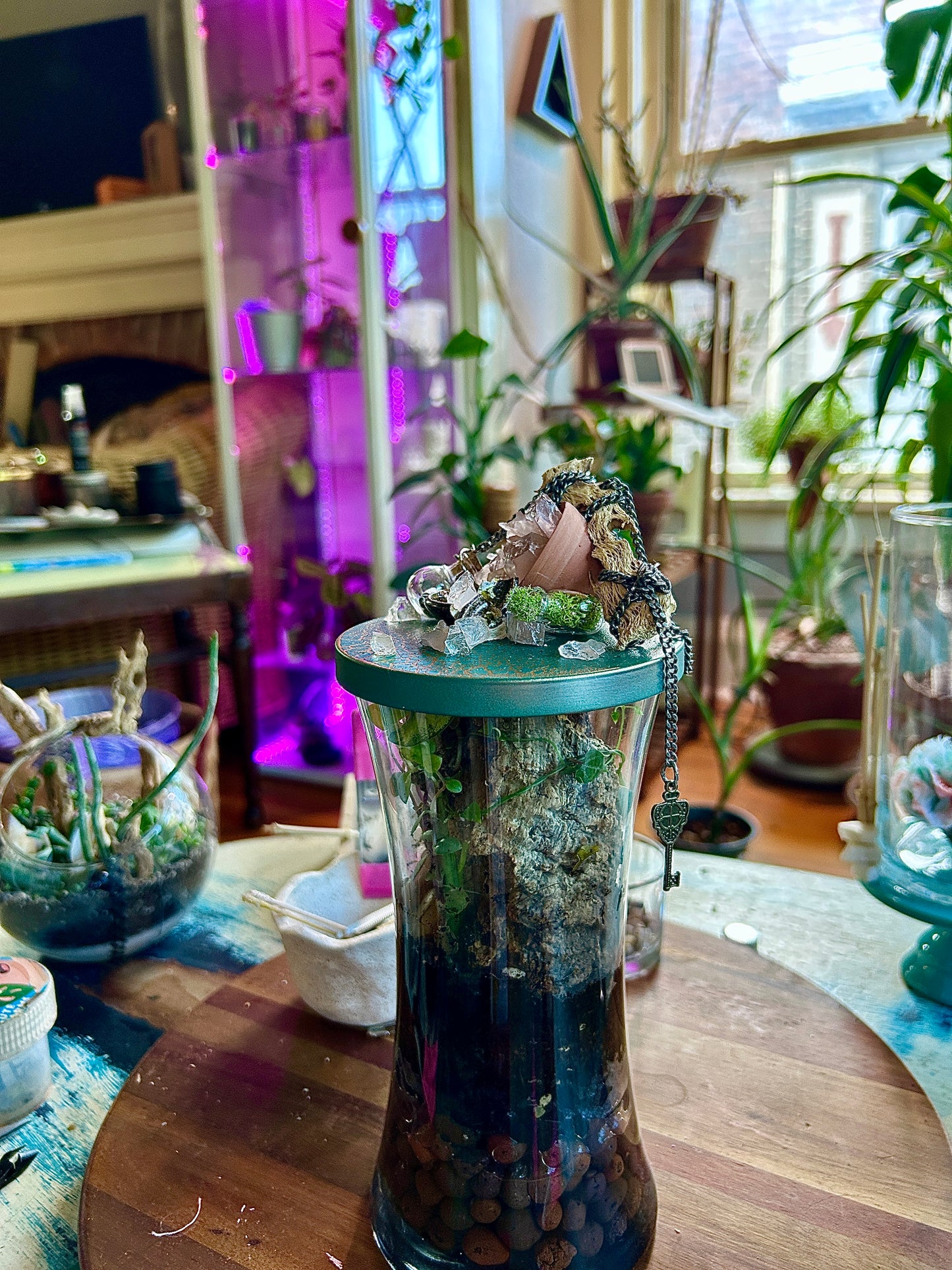 Handmade Closed XL Hourglass Terrarium | ‘All Your Broken Pieces’